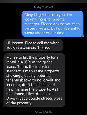 Full disclosure I was seeking only property management services.