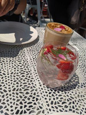 Strawberry fennel spritz and rose brulee