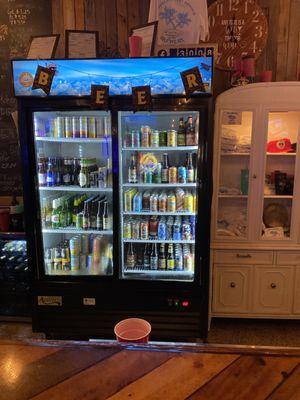 Fridge of beers and vodka selzers