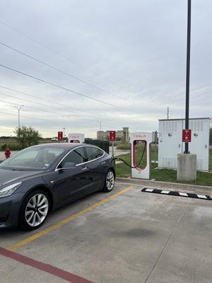 Has 8 stalls to charge and normally not full. A lot of grassy areas for your dogs to use.