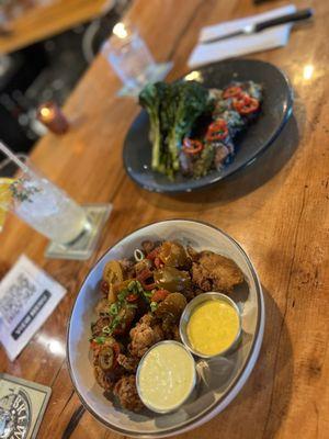 Chicken bites and the steak ... both very tasty