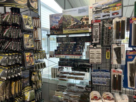 A selection of hobby train and diorama items.