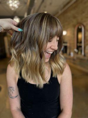 Brunette blonde balayage