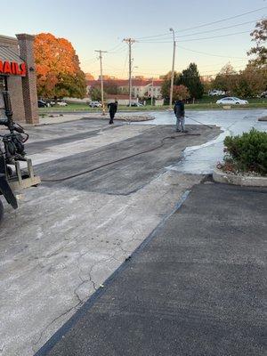 Asphalt Patching and Crack fill done! Now finishing up with Sealcoat!!