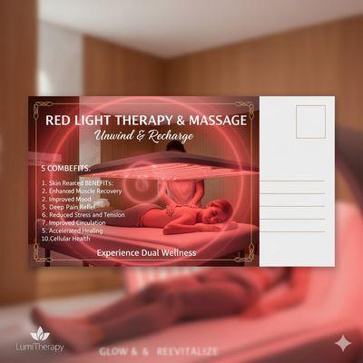 Offering Therapeutic Message combined with red light therapy.