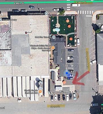 Located on the corner of Se 1st and S Dogwood St, one block south of E Main