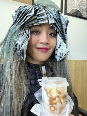 Enjoying my very fun hair appointment