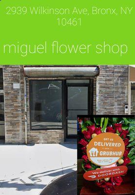 Lunes 13 2025 apertura de la nueva dirección de Miguel flower Shop aceptamos sus delivery en grubhub y doordash