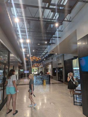 Inside and to the right