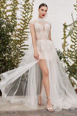 short gown with detachable skirt