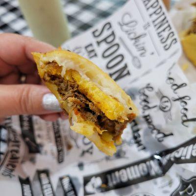 Cross bite of trio empanada - YUM!