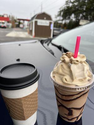 L-pumpkin mocha. R-Sponge Bob (w/dark choc)