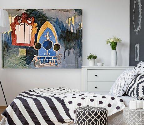 "Pictures in a Dream " an original acrylic painting measures 16 x 20 inches This surreal composition will add that wow factor to your decor