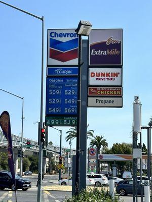 Definitely not Texas gas prices, but they got lots of food options