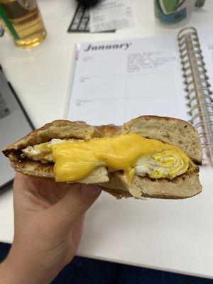 Egg and cheese on a bagel