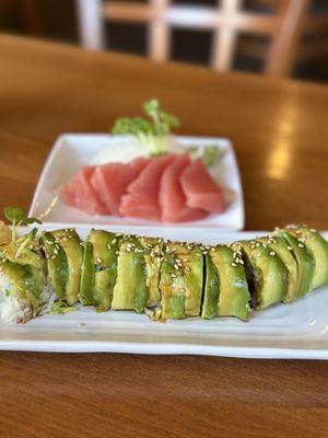 Caterpillar roll and tuna sashimi..yes we got the "boat"...