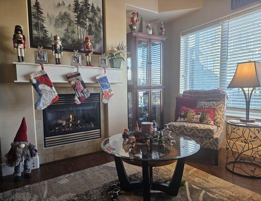 Our living room at Christmas.