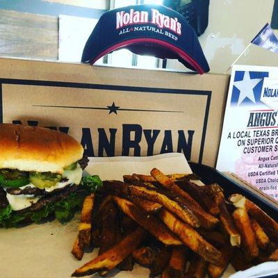 Double Meat Bacon Cheeseburger, grilled jalapeños, grilled onions, lettuce, tomato, pepper jack cheese, and Fresh cut French fries!