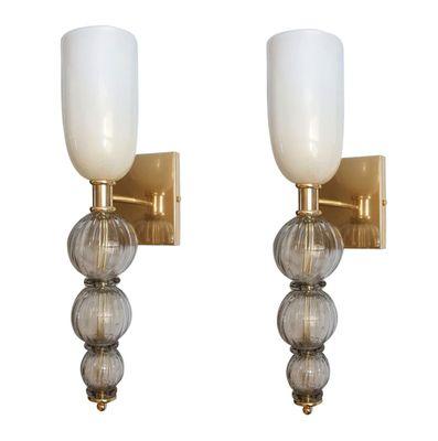 Large pair of Murano glass sconces - mid century- neoclassical - Dallas European antiques store