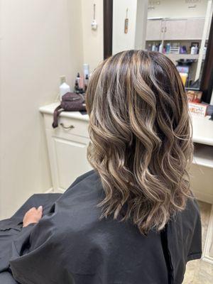 Grey coverage w/ highlights & lowlight's w/ Michele