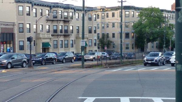 Commonwealth Ave at the Warren Street MBTA Station