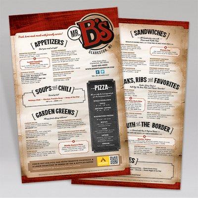 Mr. B's - Design & Laminated Synthetic Printed Menus