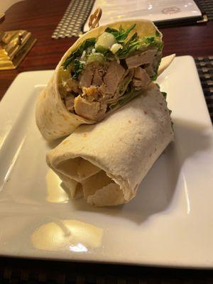Chicken caesar wrap (minus bacon) - light and delicious!