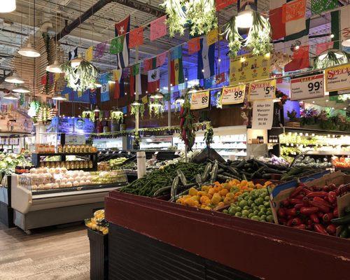 Bright, open produce aisles.