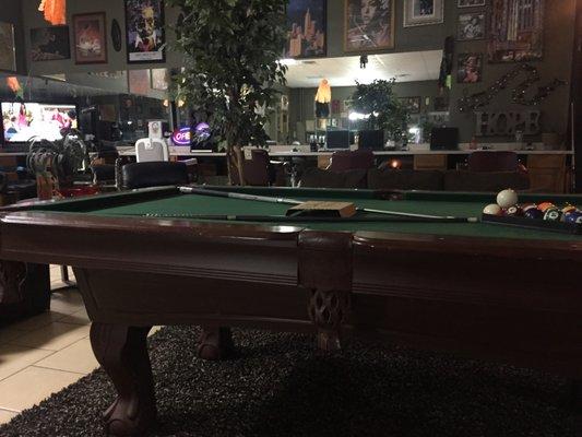 Pool table in the shop