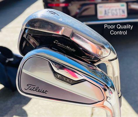 Example of poor quality control (TaylorMade) vs. Titleist