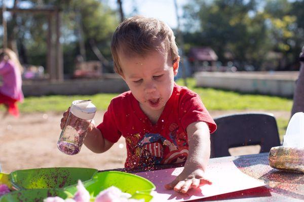 Playing in glitter!