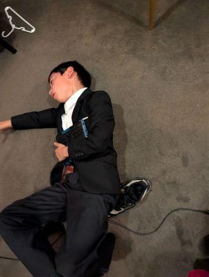 Being dramatic because he found out he can't take the tablet