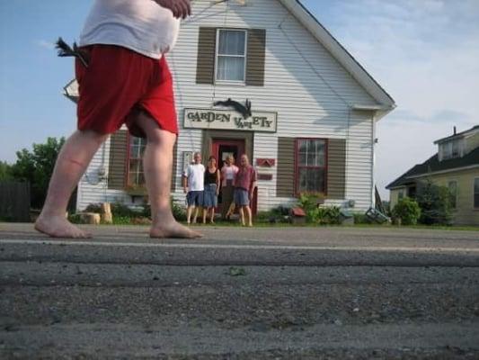 This is the front of the store. We were taking a photo and this kid walked in our picture.