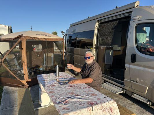 Wayne at the table - you can kinda see how congested things are