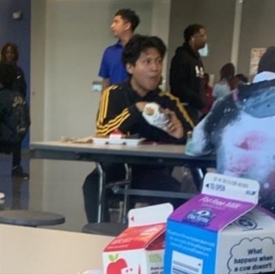 Student eating lunch