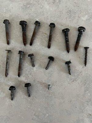 These are all the nails and screws pulled out of my roof