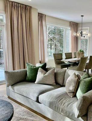 Multi-panel floor-to-ceiling drapery