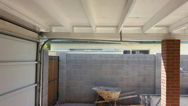 This is the inside view of a Carport Conversions. We installed the garage door on the entry and the homeowner will enclosed the sides.