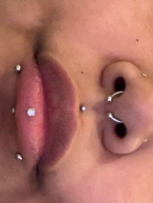 Stephanie pierced my vertical labret last year and she fixed my uneven lip piercing from a different shop.