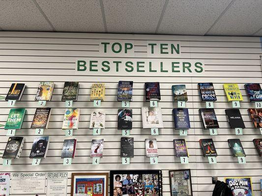 Top 10 sellers in various genres