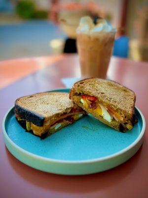 Breakfast Sammie - eggs, cheese, bacon, avocado and a nice little kick from pickled peppers - it was absolutely delicious!