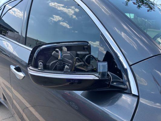 no mirror cover recovered near brushes in care wash