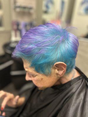 Mermaid hair for this awesome lady