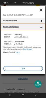 Label created but was never dropped off.