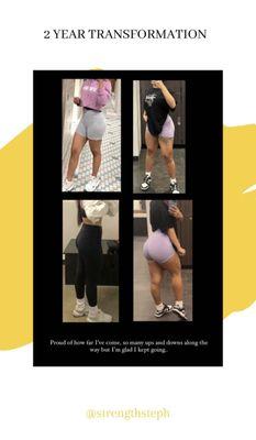 Evelin's 2 year transformation:
GOAL: build muscle mass