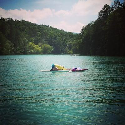Relaxing yoga on my board