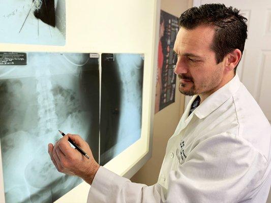 Dr. Marc Micucci analyzing a patients films.