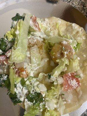 camaron (shrimp) taco (cheap amount of shrimp)