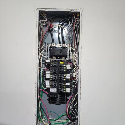 Electrical panel with cover off