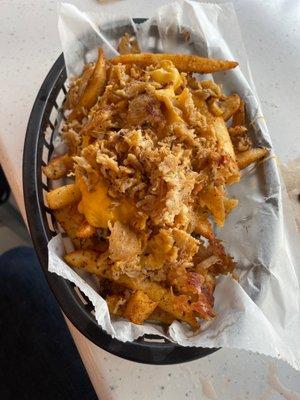 Cajan Fries with Chicken Philly cheese meat on top